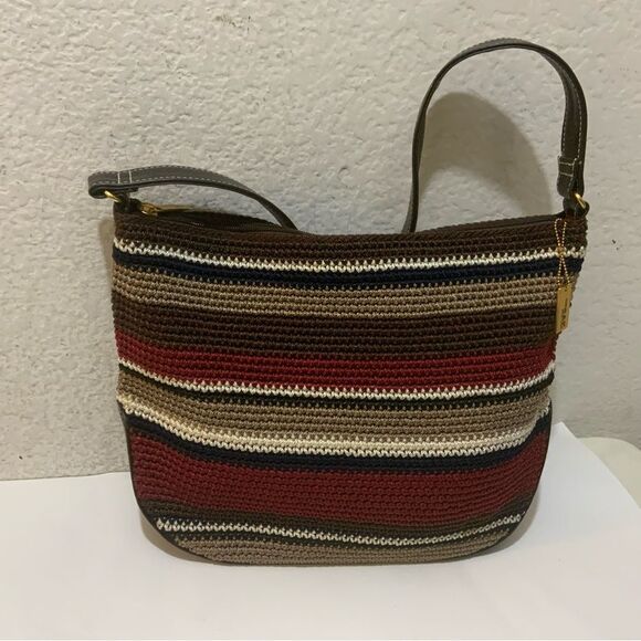 THE SAK Multi-Color Stripe Crochet Short Shoulder Handbag NWOT - Picture 2 of 11